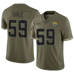 Youth Myles Cole Jacksonville Jaguars No.59 Limited 2022 Salute To Service Jersey - Olive
