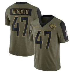 Youth Patrick Herbert Jacksonville Jaguars No.47 Limited 2021 Salute To Service Jersey - Olive