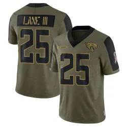 Youth Rayuan Lane III Jacksonville Jaguars No.25 Limited 2021 Salute To Service Jersey - Olive