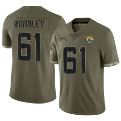 Youth Sal Wormley Jacksonville Jaguars No.61 Limited 2022 Salute To Service Jersey - Olive