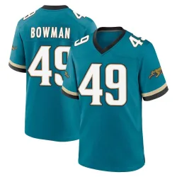 Youth Shawn Bowman Jacksonville Jaguars No.49 Game Prowler Throwback Jersey - Teal