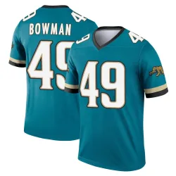 Youth Shawn Bowman Jacksonville Jaguars No.49 Legend Prowler Throwback Jersey - Teal