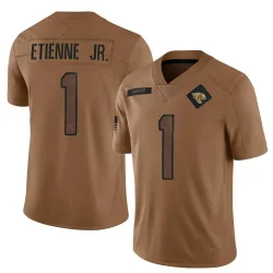 Youth Travis Etienne Jr. Jacksonville Jaguars No.1 Limited 2023 Salute To Service Jersey - Brown