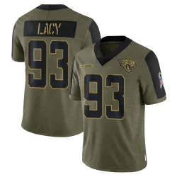Youth Tyler Lacy Jacksonville Jaguars No.93 Limited 2021 Salute To Service Jersey - Olive