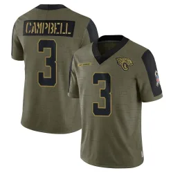 Youth Tyson Campbell Jacksonville Jaguars No.3 Limited 2021 Salute To Service Jersey - Olive