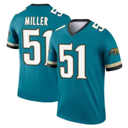 Youth Ventrell Miller Jacksonville Jaguars No.51 Legend Prowler Throwback Jersey - Teal