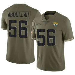 Youth Yasir Abdullah Jacksonville Jaguars No.56 Limited 2022 Salute To Service Jersey - Olive